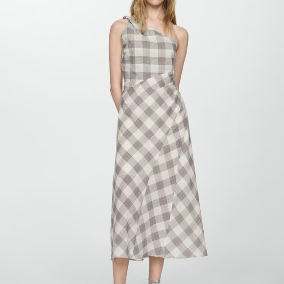 Mango CHECK ASYMMETRICAL DRESS - Picture 2 of 8